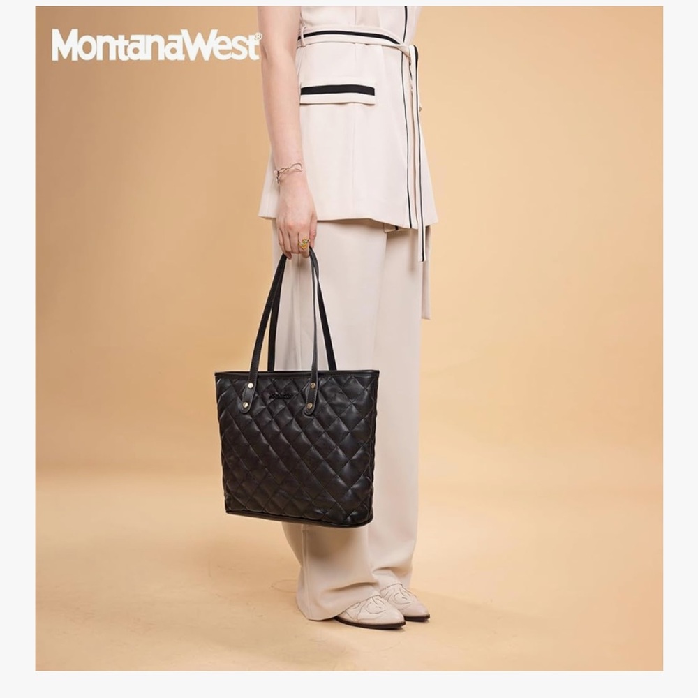 🆕 Montana West Quilted Tote Bag for Women Large Shoulder Bag - Picture 2 of 8